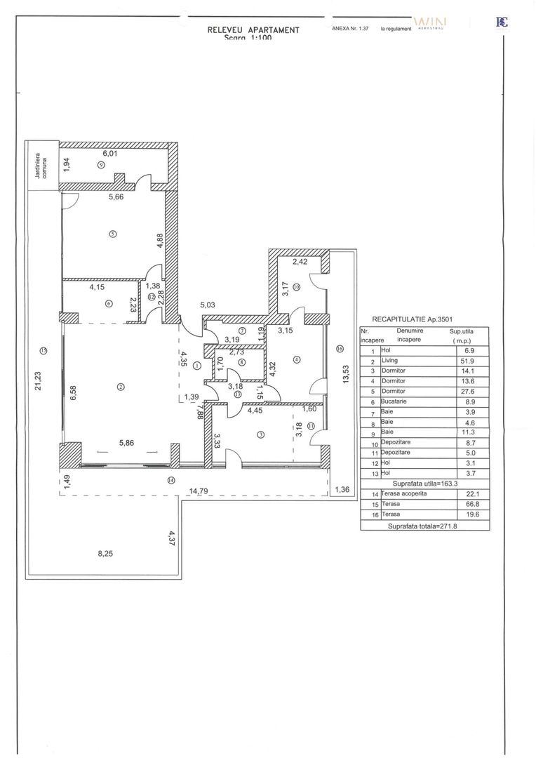 WIN Herastrau | Penthouse | H max. apartment 3.5 m, terrace 114 sq m