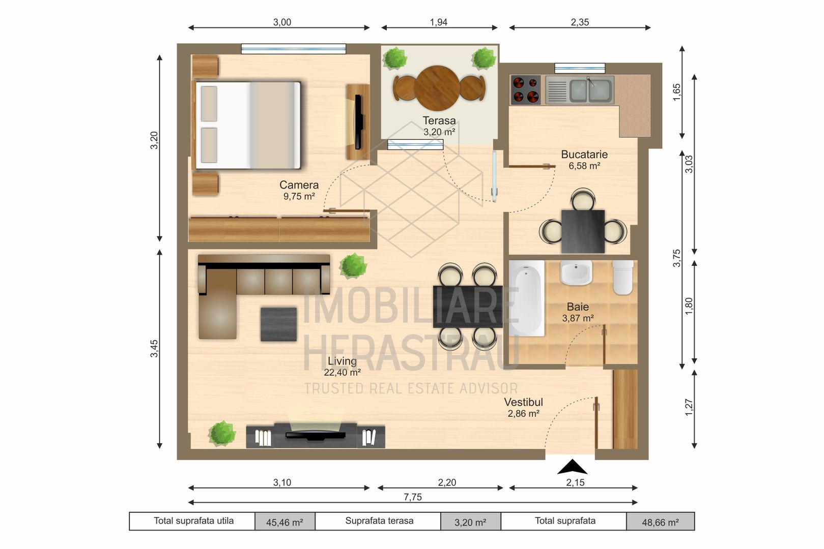 2 room Apartment for rent, Soseaua Nordului area