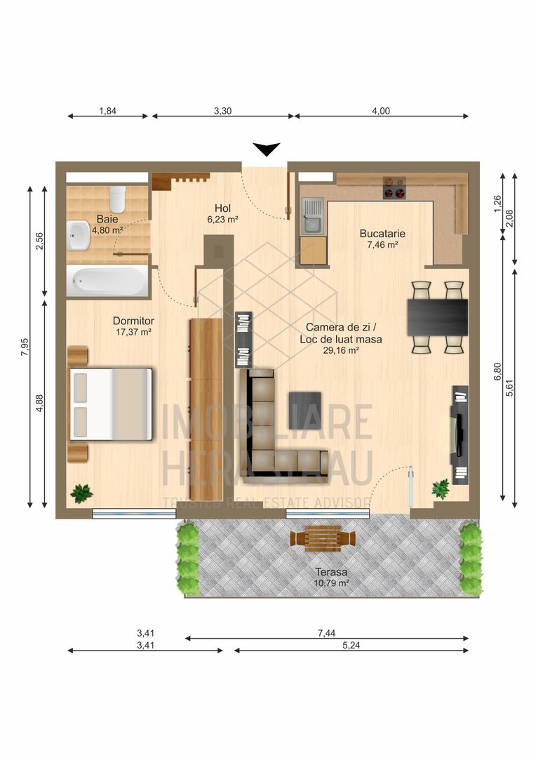 Apartament cu 2 camere de închiriat în zona Soseaua Nordului