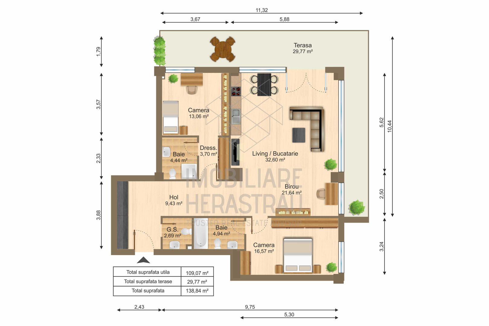 3 room Apartment for rent, Herastrau area